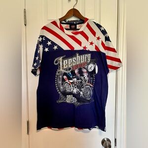 Leesburg Bike Fest 20th Anniversary 2016 Tee - Red, White,‎ and Blue
